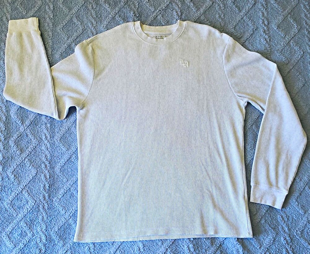 Vox Populi for the People Men’s XL Beige Waffle Knit Logo Crewneck T-Shirt